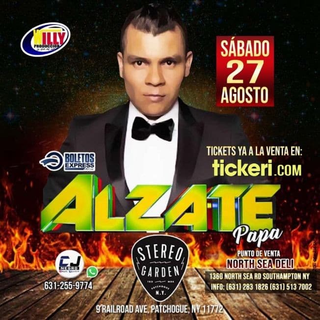 Event - ALZATE EN CONCIERTO ! PATCHOGUE NEW YORK - Patchogue, New York - August 27, 2022 | concert tickets