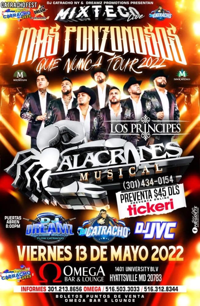 Event - VIERNES MAY 13🦂ALACRANES MUSICAL 🦂OMEGA LOUNGE, HYATTSVILLE, MARYLAND - Hyattsville, Maryland - May 13, 2022 | concert tickets