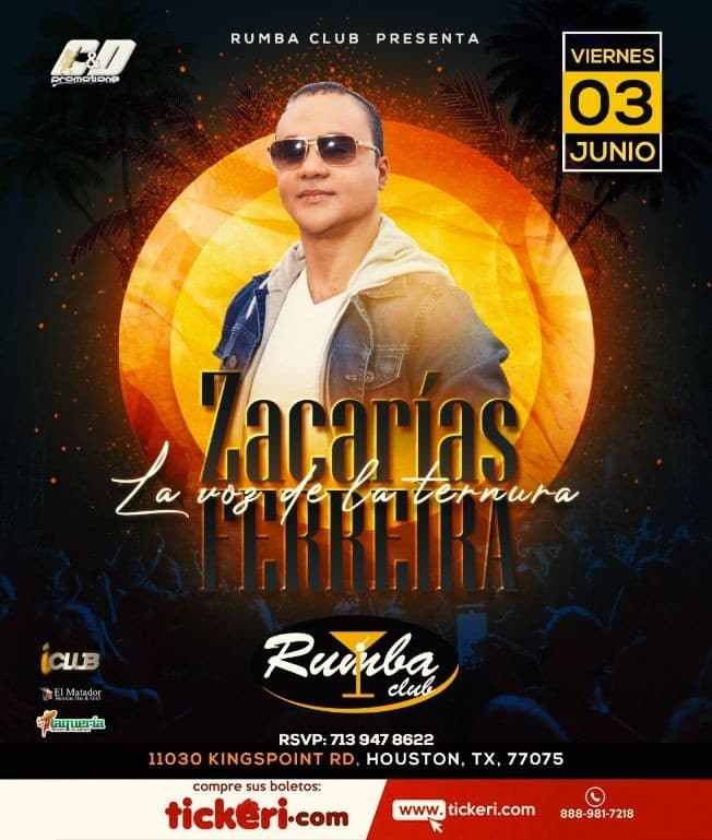 Event - ZACARIAS FERREIRA "LA VOZ DE LA TERNURA " EN CONCIERTO! HOUSTON TEXAS - Houston, Texas - 3 de junio de 2022 | concert tickets
