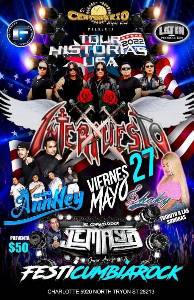 Event - INTERPUESTO, GRUPO ANNHEY, SHAKY EN VIVO ! CHARLOTTE NORTH CAROLINA - Charlotte, North Carolina - May 27, 2022 | concert tickets