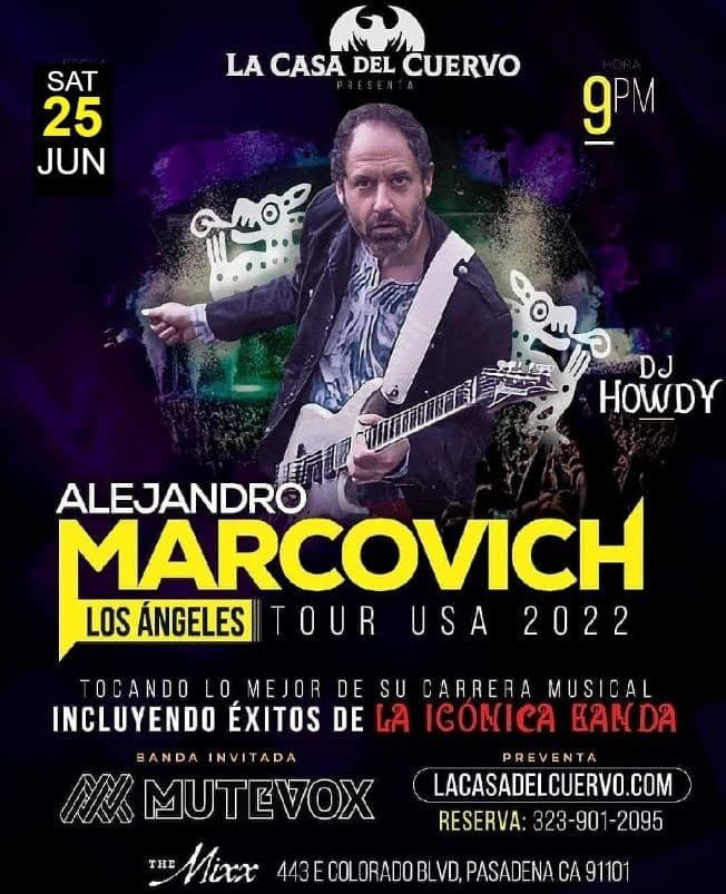 Event - ALEJANDRO MARCOVICH EN LOS ANGELES CALIFORNIA. TOUR USA 2022 - Los Angeles, California - January 20, 2023 | concert tickets