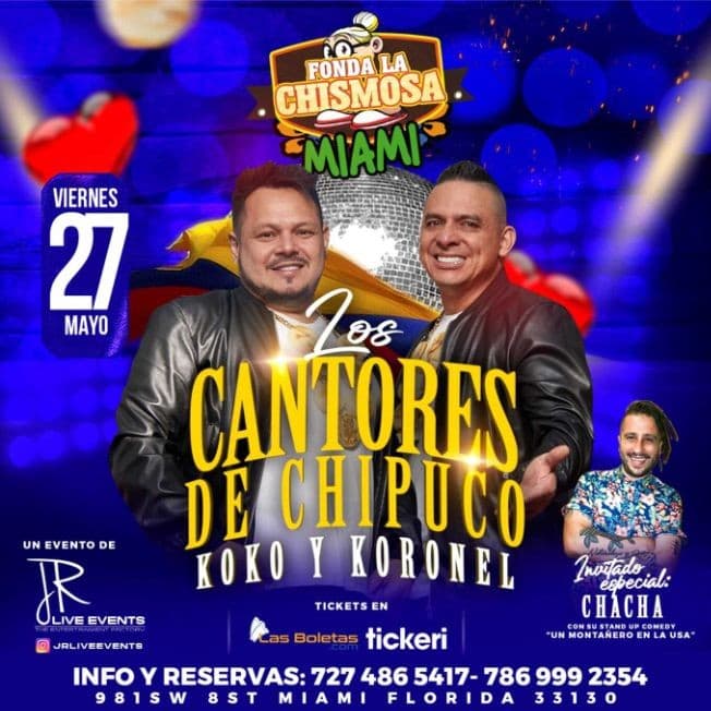 Event - LOS CANTORES DE CHIPUCO KOKO Y KORONEL EN CONCIERTO ! MIAMI FLORIDA - Miami, Florida - May 27, 2022 | concert tickets
