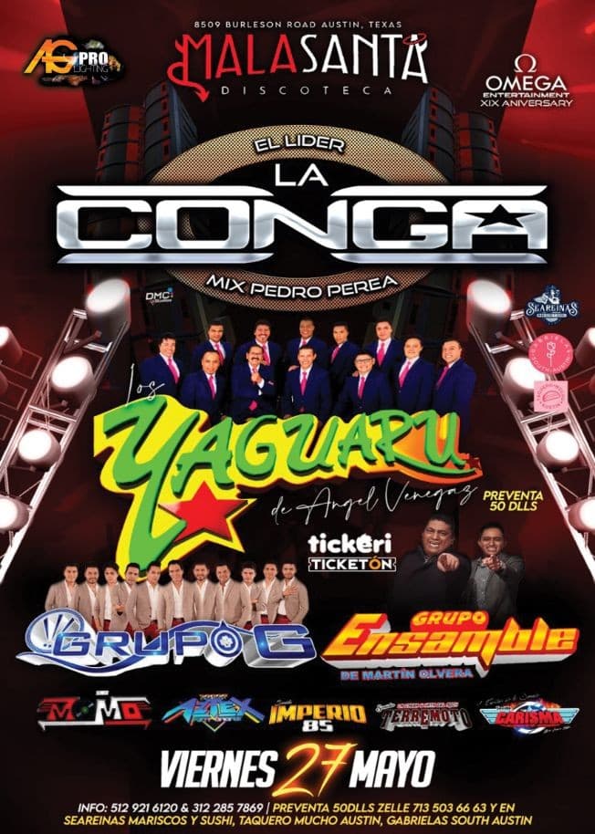 Event - SONIDO LA CONGA,LOS YAGUARU,GRUPO G,GRUPO ENSAMBLE Y SONIDO TERREMOTO- AUSTIN TEXAS - Austin, Texas - May 27, 2022 | concert tickets