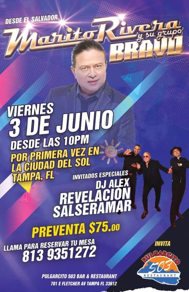 Event - Marito Rivera & Bravo - Tampa, Florida - June 3, 2022 | concert tickets