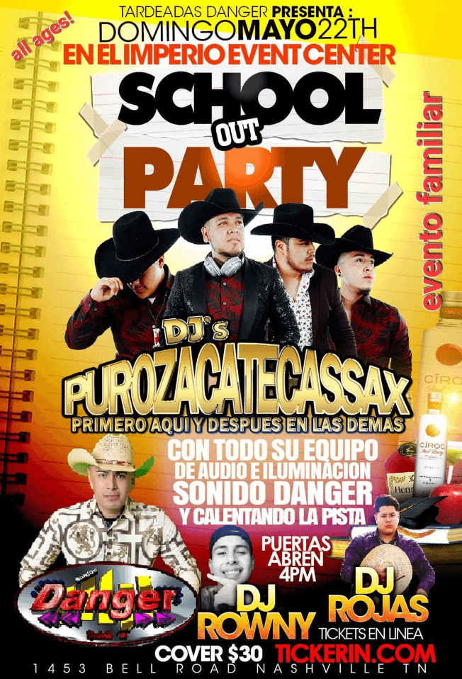 Event - SCHOOL OUT PARTY EN VIVO ! NASHVILLE TENNESSE - Nashville, Tennessee - May 22, 2022 | concert tickets