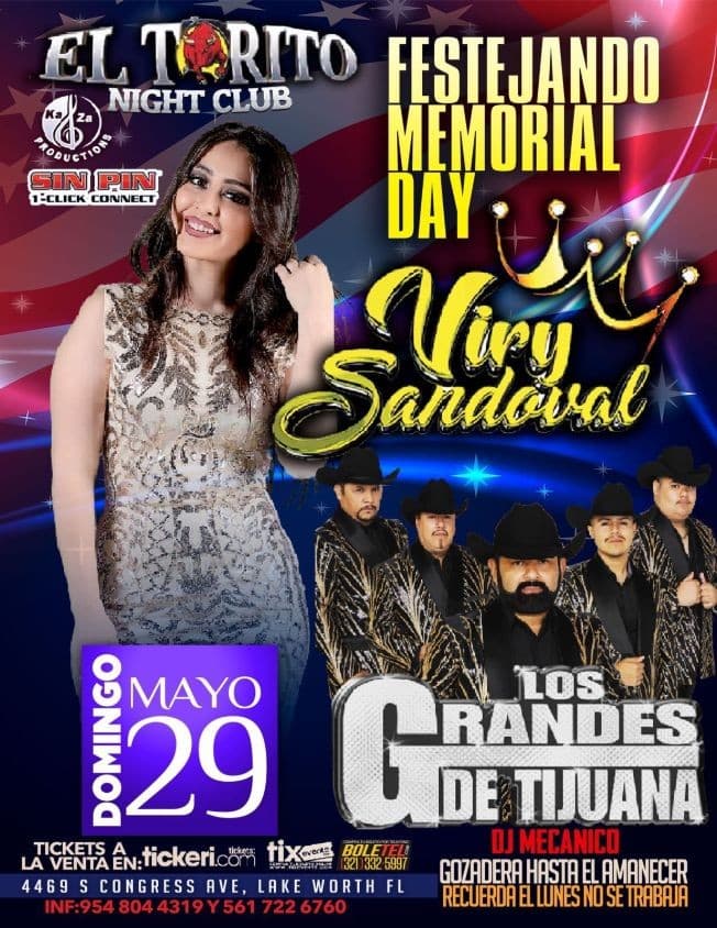 Event - VIRY SANDOVAL, LOS GRANDES DE TIJUANA EN VIVO ! LAKE WORTH FLORIDA - Lake Worth, Florida - May 29, 2022 | concert tickets