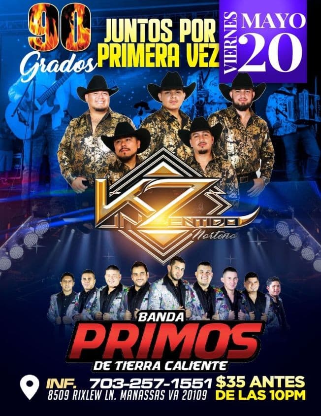 Event - KONZENTIDO NORTEÑO, BANDA PRIMOS DE TIERRA CALIENTE EN VIVO ! MANASSAS VIRGINIA - Manassas, Virginia - May 20, 2022 | concert tickets