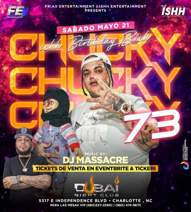 Event - CHUCKY 73 - Charlotte, North Carolina - May 21, 2022 | concert tickets