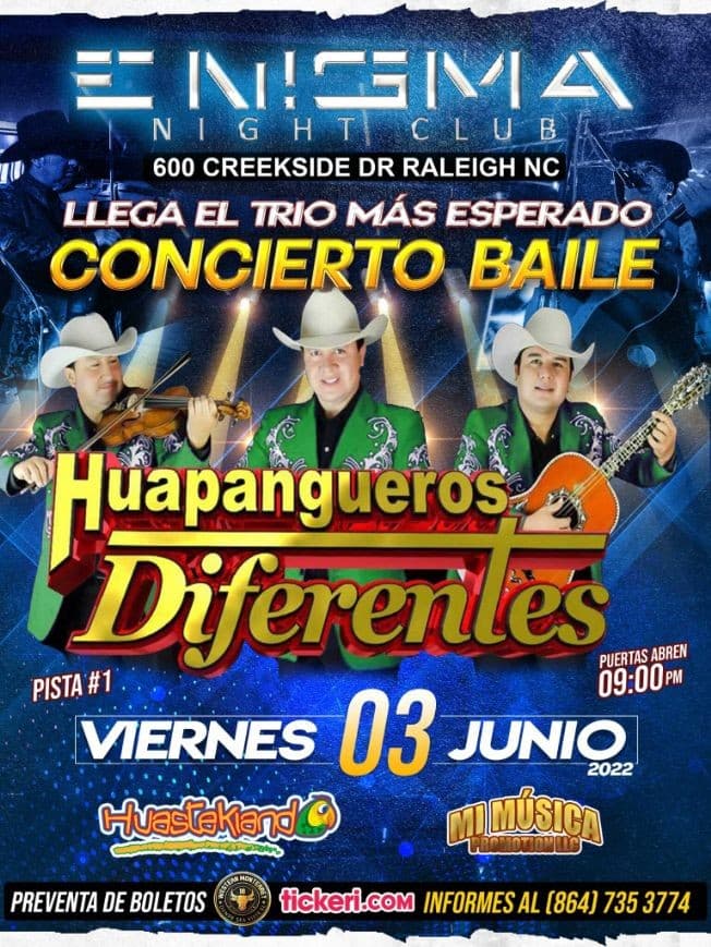 Event - HUAPANGUEROS DIFERENTES EN VIVO ! RALEIGH NORTH CAROLINA - Raleigh, North Carolina - June 3, 2022 | concert tickets