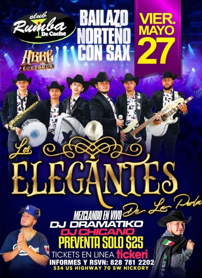 Event - Los Elegantes De La Perla En Vivo @ Club Rumba De Cache, Hickory North Carolina - Hickory, North Carolina - May 27, 2022 | concert tickets