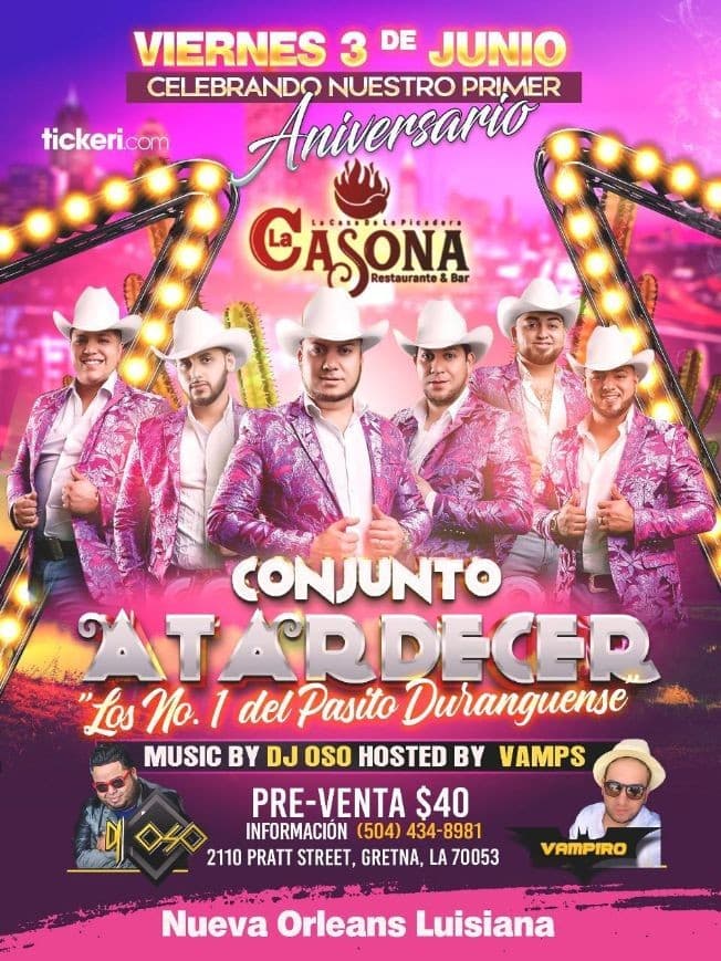 Event - CONJUNTO ATARDECER EN CONCIERTO ! GRETNA LOUISIANA - Gretna, Louisiana - 3 de junio de 2022 | concert tickets