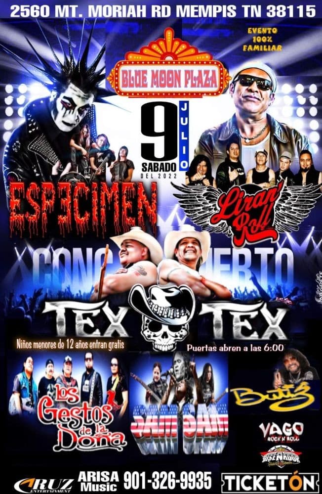 Event - ESPECIMEN, LOS GESTOS DE LA DOÑA, SAM SAM, LIRAN’ ROLL, BUTIS EN VIVO ! MEMPHIS TENNESSEE - Memphis, Tennessee - July 9, 2022 | concert tickets