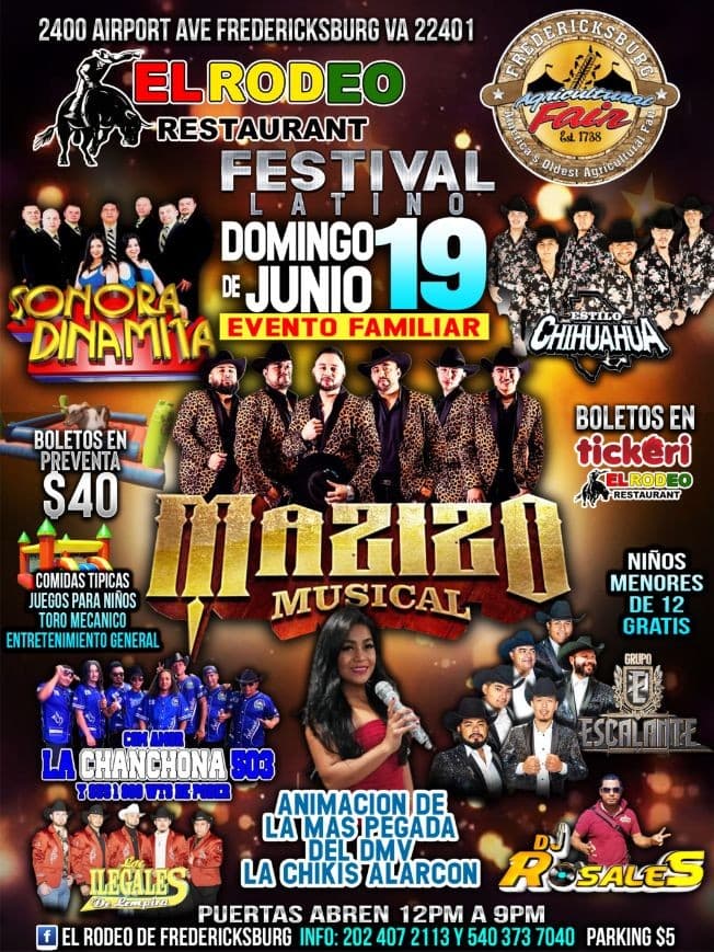 Event - EL RODEO FESTIVAL LATINO - Fredericksburg, Virginia - June 19, 2022 | concert tickets
