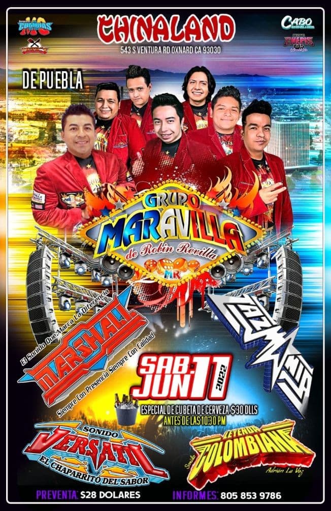 Event - GRUPO MARAVILLA DE ROBIN REVILLA EN CONCIERTO ! OXNARD CALIFORNIA - Oxnard, California - June 11, 2022 | concert tickets