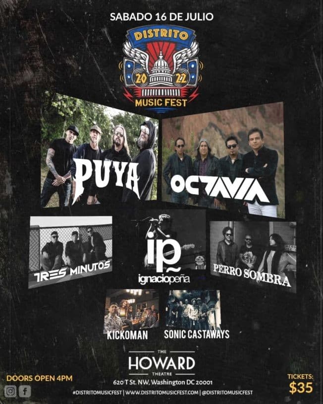 Event - OCTAVIA , PUYA , TRES MINUTOS , IGNACIO PEÑA , PERRO SOMBRA , KICKOMAN , SONIC CASTAWAYS EN VIVO ! WASHINGTON DC - Washington, District Of Columbia - July 16, 2022 | concert tickets