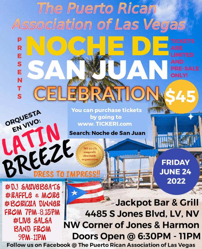 Event - The Puerto Rican Association of Las Vegas presents: 2022 Noche de San Juan Celebration - Las Vegas, Nevada - June 24, 2022 | concert tickets