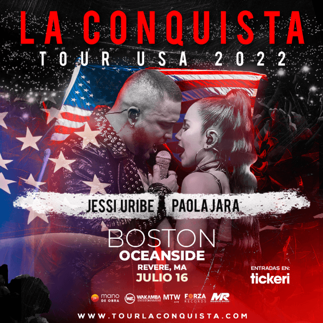 Event - CONQUISTA TOUR! JESSI URIBE, PAOLA JARA EN VIVO ! BOSTON MASSACHUSETTS - Revere, Massachusetts - July 16, 2022 | concert tickets