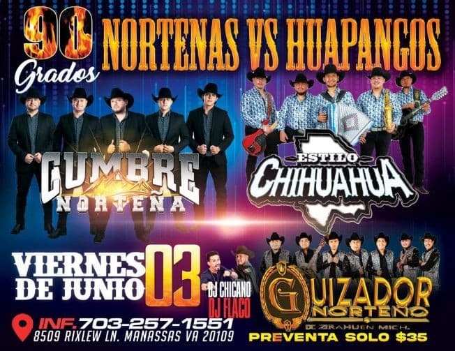Event - CUMBRE NORTEÑA , ESTILO CHIHUAHUA , GUIZADOR NORTEÑO DE ZIRAHUEN MICH. EN VIVO ! - Manassas, Virginia - June 3, 2022 | concert tickets