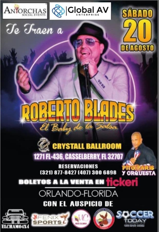 Event - ROBERTO BLADES " EL BABY DE LA SALSA " EN CONCIERTO ! ORLANDO FLORIDA 1271 FL-436, Casselberry, FL 32707 - Semoran, Florida - August 20, 2022 | concert tickets