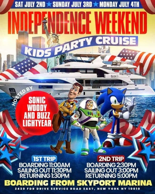 Event - Independence Weekend Kids Party Cruise (11:00am-1:30pm) - New York, New York - July 2, 2022 | concert tickets