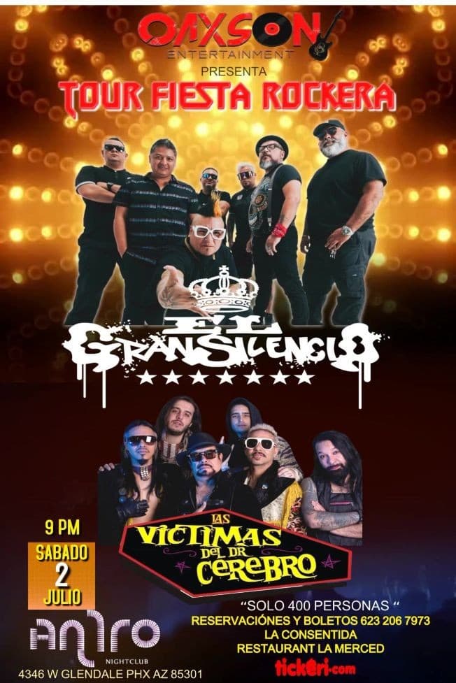 Event - EL GRAN SILENCIO-LAS VICTIMAS DEL SEñOR CEREBRO EN CONCIERTO! - Phoenix Arizona - Glendale, Arizona - July 2, 2022 | concert tickets