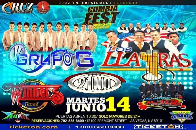 Event - GRUPO G- LOS LLARAS-WINNERS SONIDO-GRUPO -SUPER K-LI2 EN VIVO! CUMBIA FEST- LAS VEGAS NV - Las Vegas, Nevada - June 14, 2022 | concert tickets