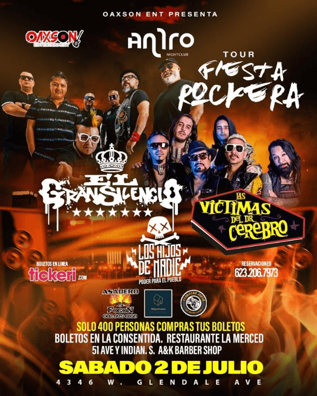 Event - EL GRAN SILENCIO , LAS VICTIMAS DEL DR CEREBRO EN VIVO ! GLENDALE ARIZONA - Glendale, Arizona - July 2, 2022 | concert tickets