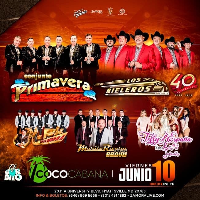 Event - CONJUNTO PRIMAVERA, K-PAZ DE LA SIERRA, LOS RIELEROS DEL NORTE, EN VIVO ! ADELPHI MARYLAND - Adelphi, Maryland - June 10, 2022 | concert tickets