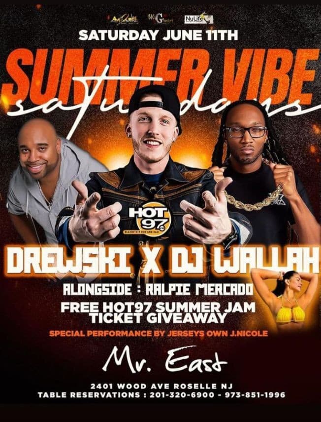 Event - Summer Vibe Saturdays Hot 97 Summer Jam Ticket Giveaway At Mister East - Roselle, New Jersey - June 11, 2022 | concert tickets