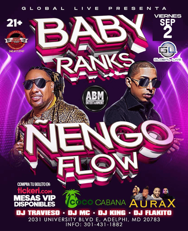 Event - BABY RANKS, ÑENGO FLOW - CAMBIO DE VENUE - Woodbridge, Virginia - September 2, 2022 | concert tickets