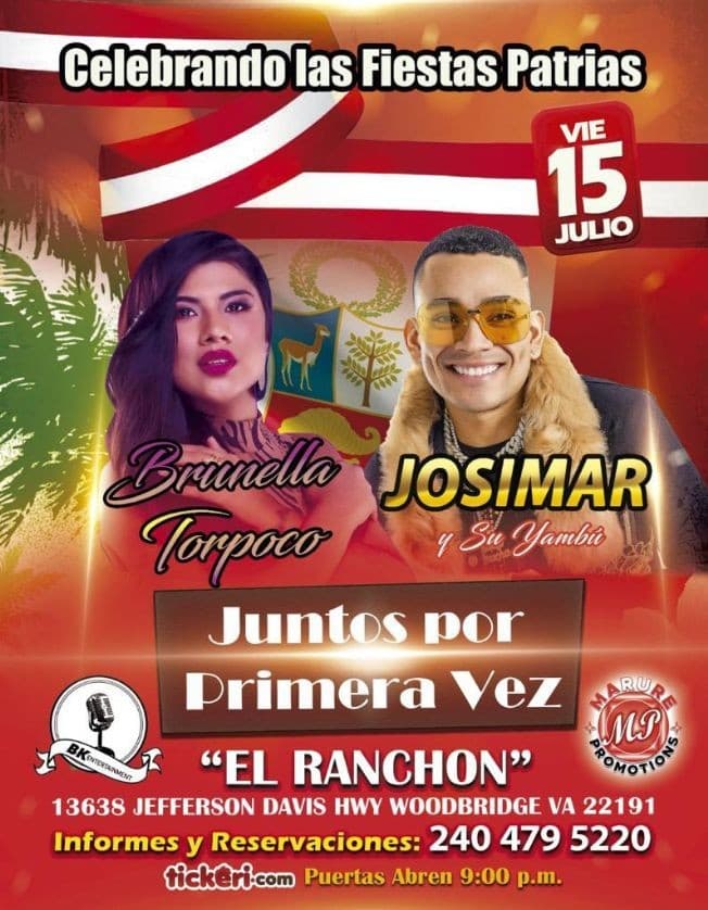 Event - JOSIMAR Y SU YAMBU , BRUNELLA TORPOCO EN CONCIERTO ! WOODBRIDGE VIRGINIA - Woodbridge, Virginia - July 15, 2022 | concert tickets