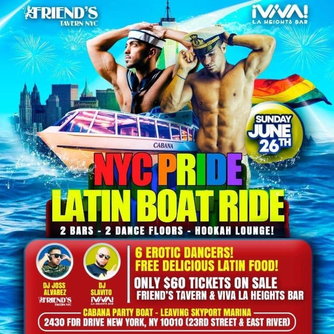Event - NYC PRIDE LATIN BOAT RIDE ! NEW YORK - New York, New York - June 26, 2022 | concert tickets