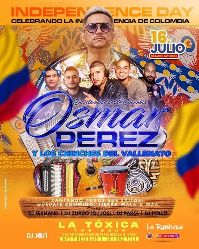 Event - 07-16-22. OSMAR PEREZ Y LOS CHICHES DEL VALLENATO EN LA TOXICA NJ. JCP - North Bergen, New Jersey - July 16, 2022 | concert tickets