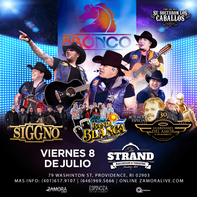 Event - Bronco, Banda Blanca, Guardianes y Siggno en Providence, RI - Providence, Rhode Island - July 8, 2022 | concert tickets