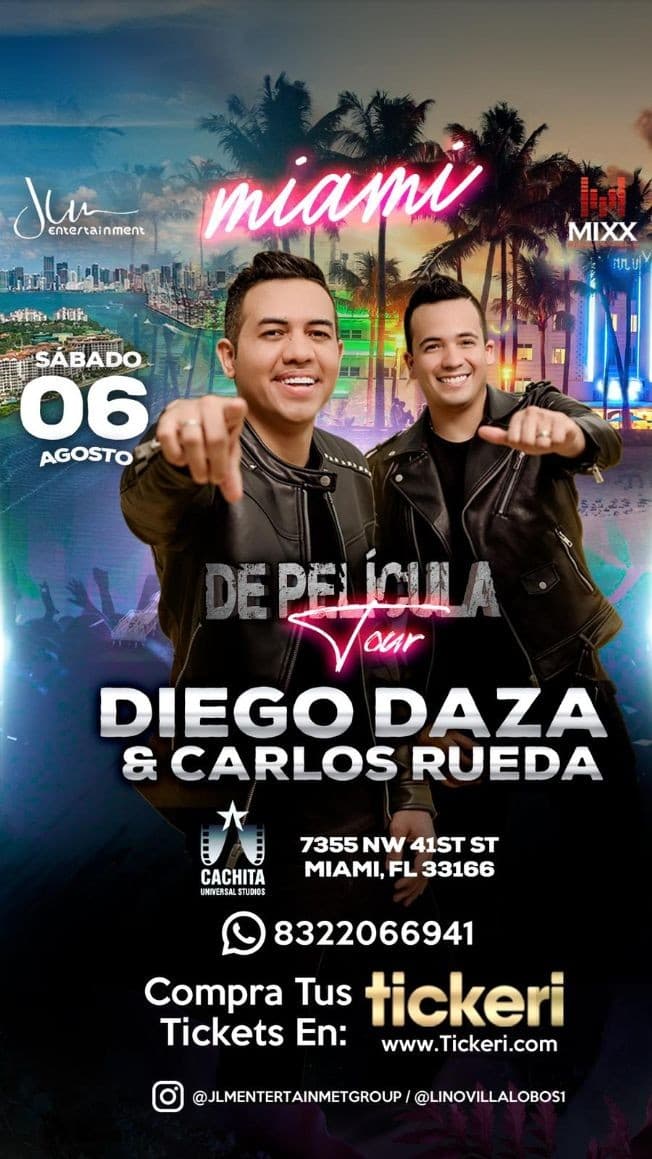 Event - DIEGO DAZA & CARLOS RUEDA - MIAMI FLORIDA - Miami, Florida - August 6, 2022 | concert tickets