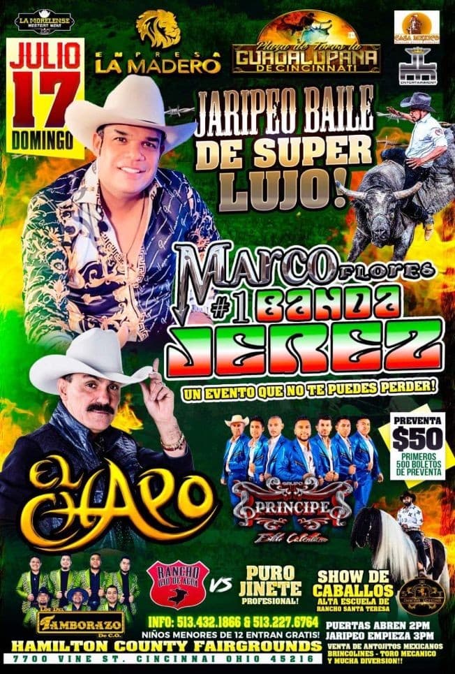 Event - Jaripeo Baile con Marco Flores y El Chapo de Sinaloa - Cincinnati, Ohio - July 17, 2022 | concert tickets