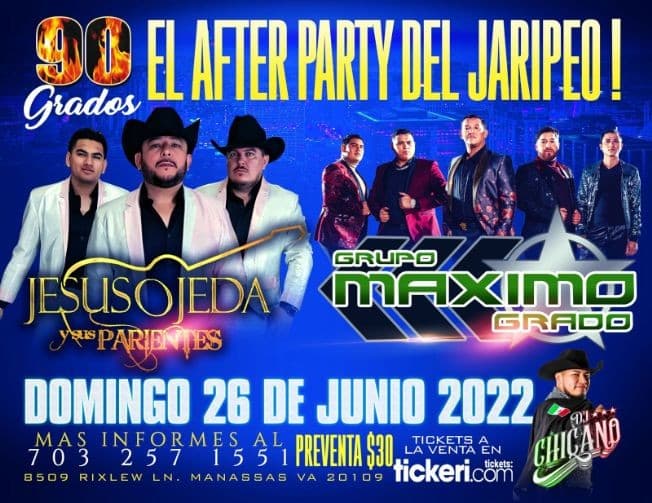 Event - JESUS OJEDA Y SUS PARIENTES & GRUPO MAXIMO GRADO EN VIVO ! MANASSAS VA - Manassas, Virginia - June 26, 2022 | concert tickets