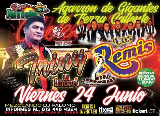 Event - TRINY Y LA LEYENDA, LOS REMIS EN VIVO ! AVON PARK FLORIDA - Avon Park, Florida - June 24, 2022 | concert tickets