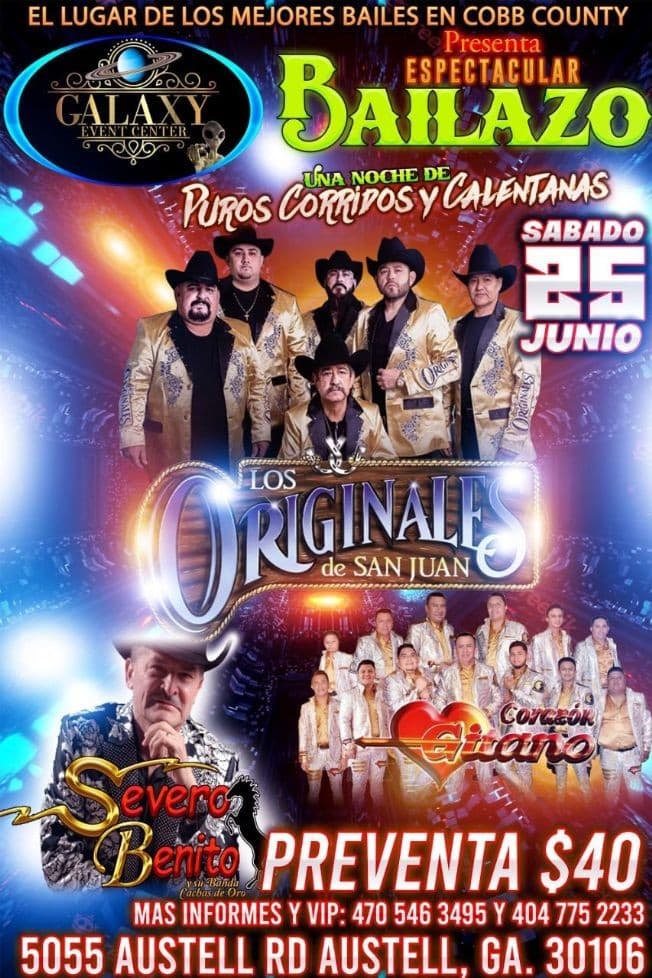 Event - LOS ORIGINALES DE SAN JUAN, SEVERO BENITO,  CORAZON GITANO EN VIVO ! AUSTELL GEORGIA - AUSTELL, Georgia - June 25, 2022 | concert tickets