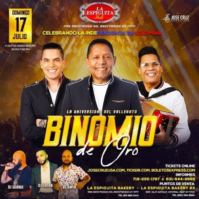 Event - 07-17-22 BINOMIO DE ORO EN LA ESPIGUITA  BRENTWOOD NY. JCP - Brentwood, New York - July 17, 2022 | concert tickets