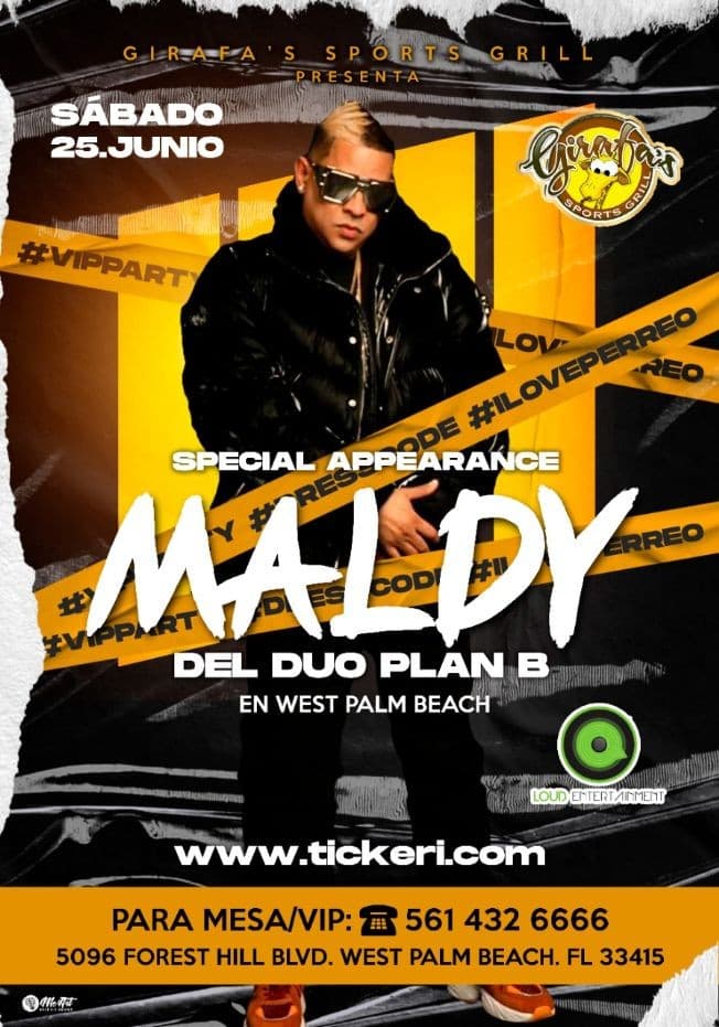 Event - MALDY de PLAN B en West Palm Beach - West Palm Beach, Florida - June 25, 2022 | concert tickets
