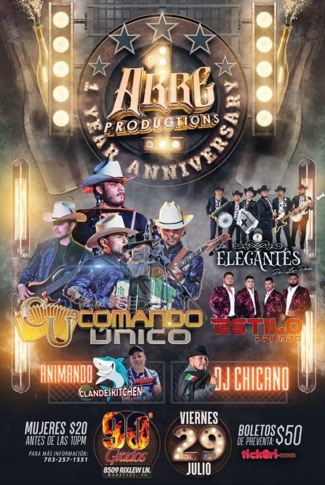 Event - Comando Unico, Los Elegantes De La Perla, Estilo Privado En Vivo!!! @ 90 Grados Nightclub, Manassas, Virgina - Manassas, Virginia - July 29, 2022 | concert tickets