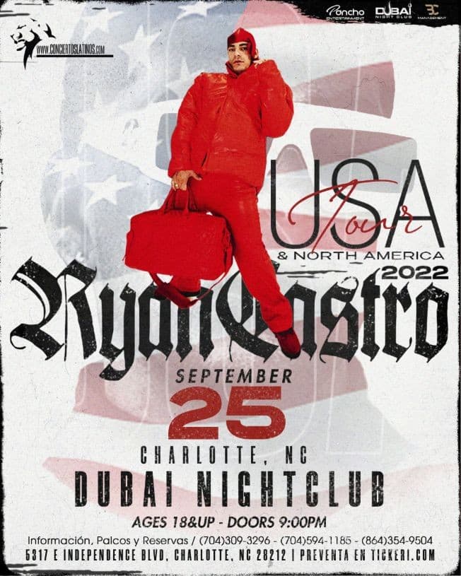Event - RYAN CASTRO / USA Tour 2022 - Charlotte, NC - Charlotte, North Carolina - September 25, 2022 | concert tickets