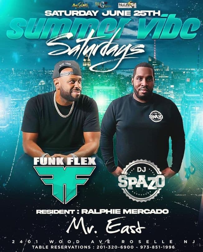 Event - Summer Vibe Saturdays Funkflex Live At Mister East - Roselle, New Jersey - June 25, 2022 | concert tickets