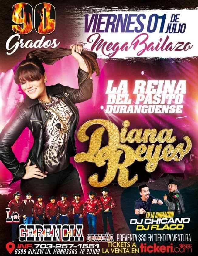 Event - DIANA REYES , LA GERENCIA NORTEÑA EN VIVO ! MANASSAS VIRGINIA - Manassas, Virginia - July 1, 2022 | concert tickets