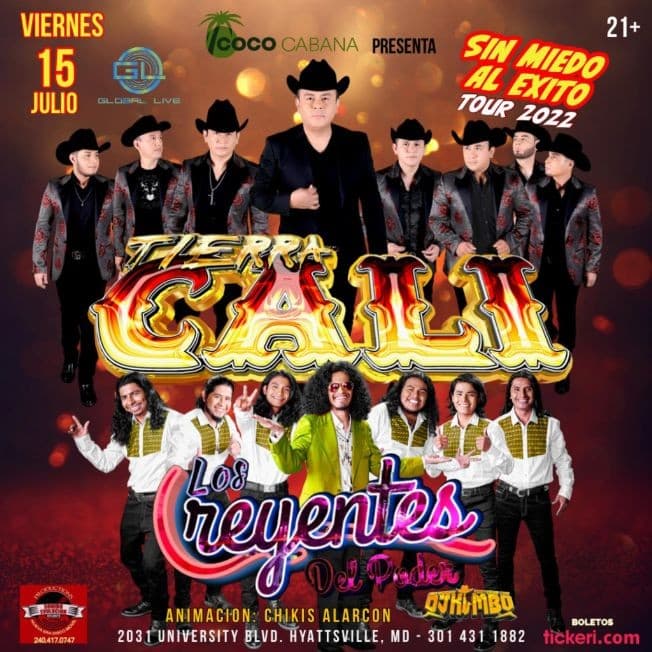Event - TIERRA CALI , LOS CREYENTES DEL PODER , EN CONCIERTO ! EN MARYLAND - Adelphi, Maryland - July 15, 2022 | concert tickets