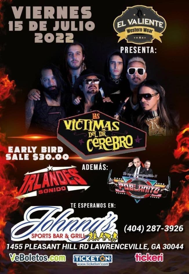 Event - LAS VICTIMAS DEL DOCTOR CEREBRO EN CONCIERTO ! LAWRENCEVILLE GEORGIA - Lawrenceville, Georgia - July 15, 2022 | concert tickets
