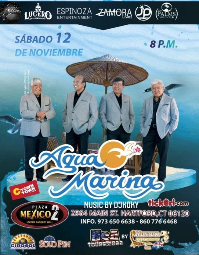 Event - AGUA MARINA EN CONCIERTO ! HARTFORD CONNECTICUT - Hartford, Connecticut - November 12, 2022 | concert tickets