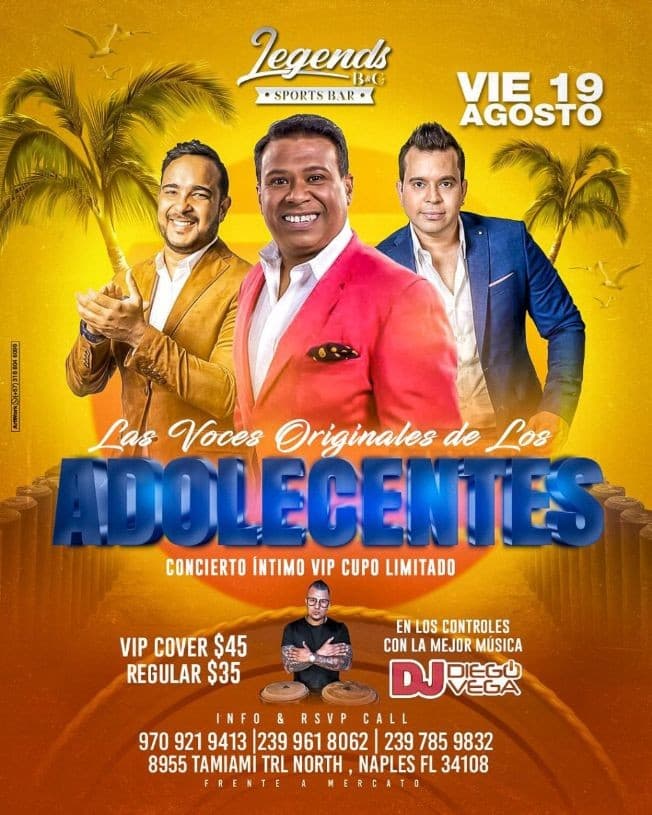 Event - LA VOCES ORIGINALE DE LOS ADOLECENTE EN CONCIERTO - Naples, Florida - August 19, 2022 | concert tickets