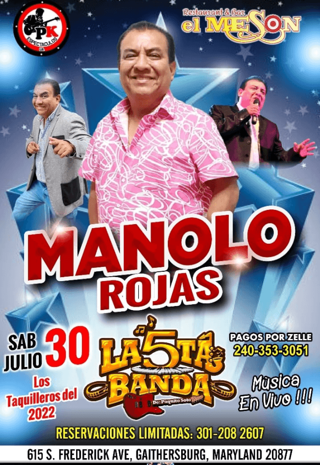 Event - MANOLO ROJAS EN VIVO ! GAITHERSBURG - Gaithersburg, Maryland - July 30, 2022 | concert tickets